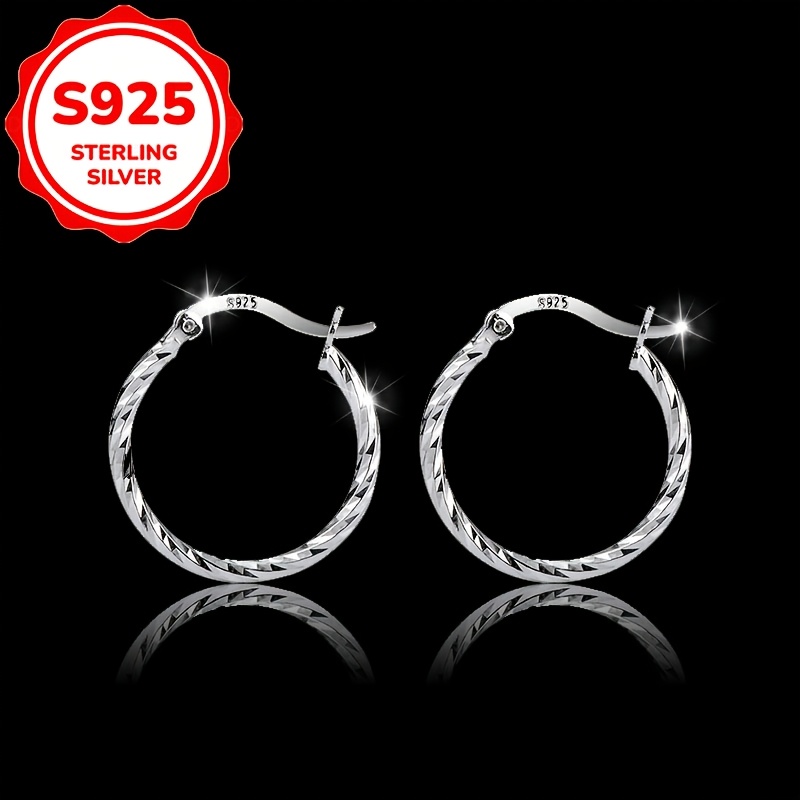 2pcs Women's Fashion Stud Earrings, Easy Circle 925 Silver Gift